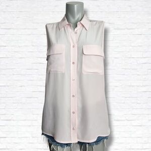 Equipment Light Pink Slim Signature Sleeveless Button Up Blouse Size M